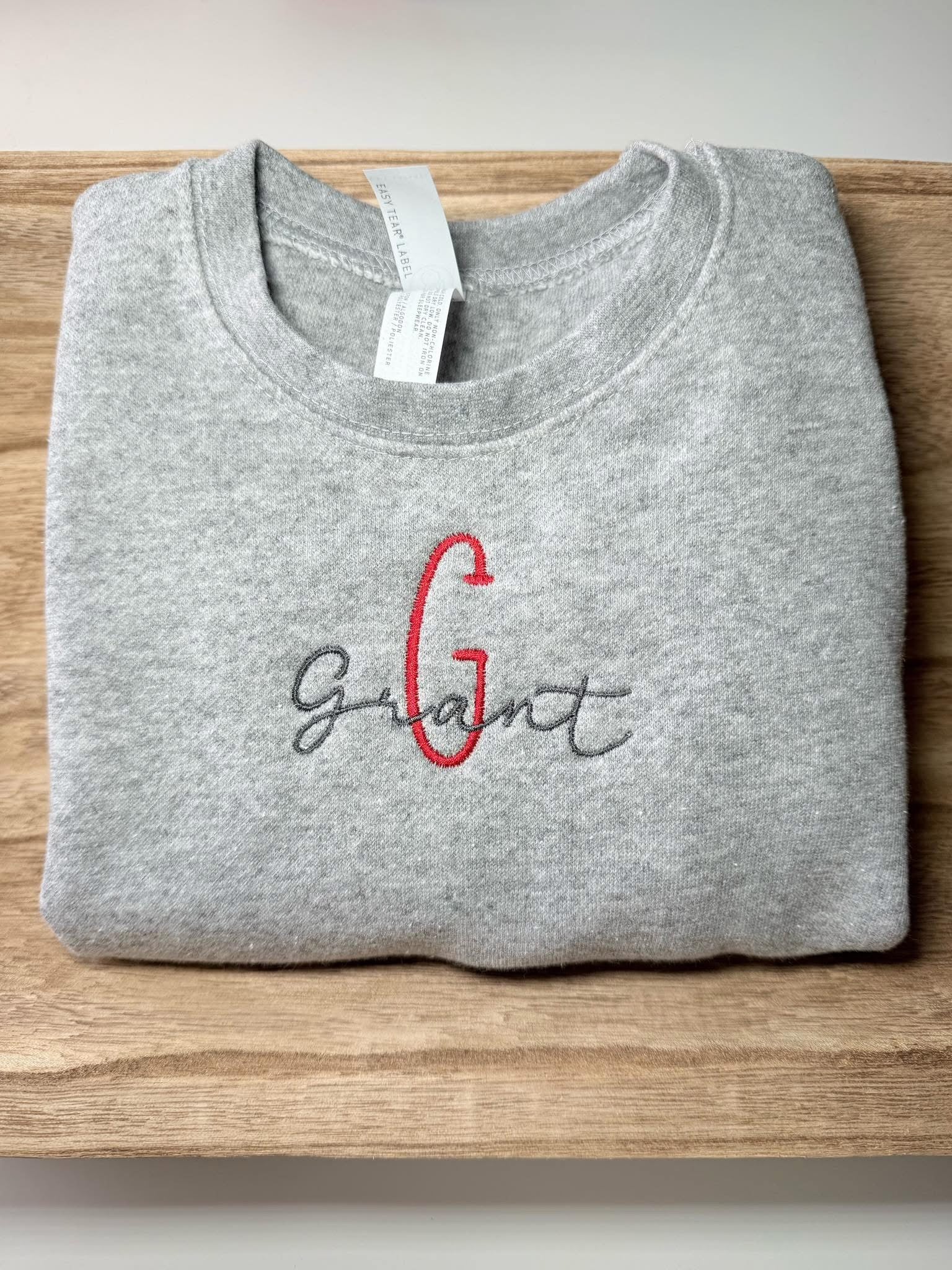 Name and initial kids embroidered sweatshirt