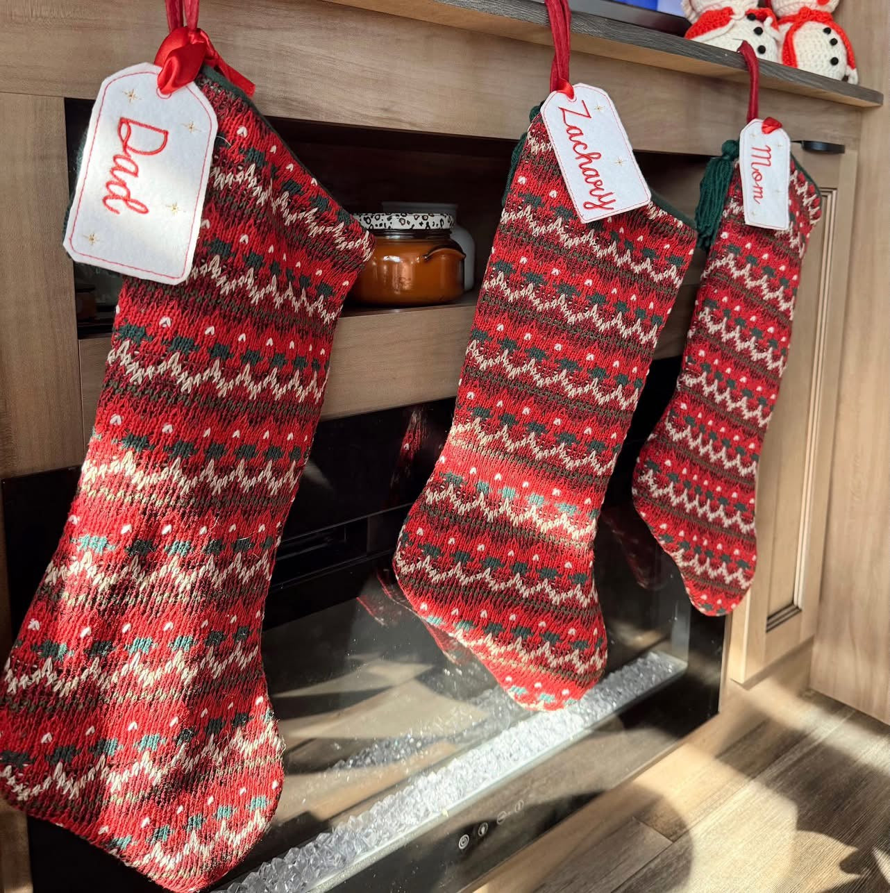 Embroidered stocking tags