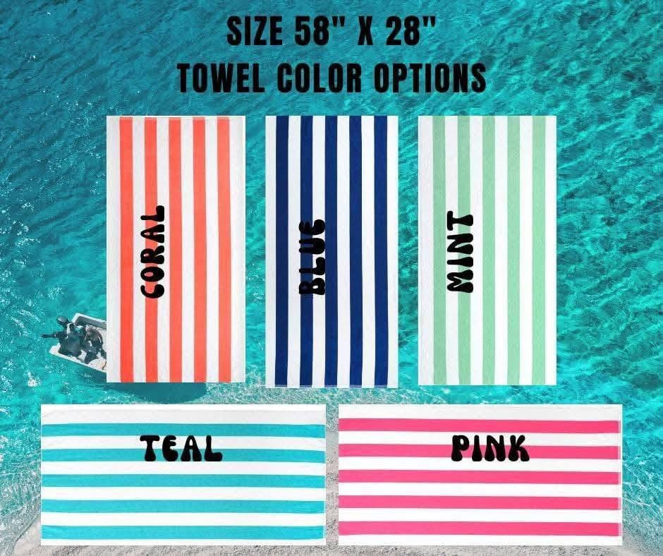 Embroidered striped beach towel