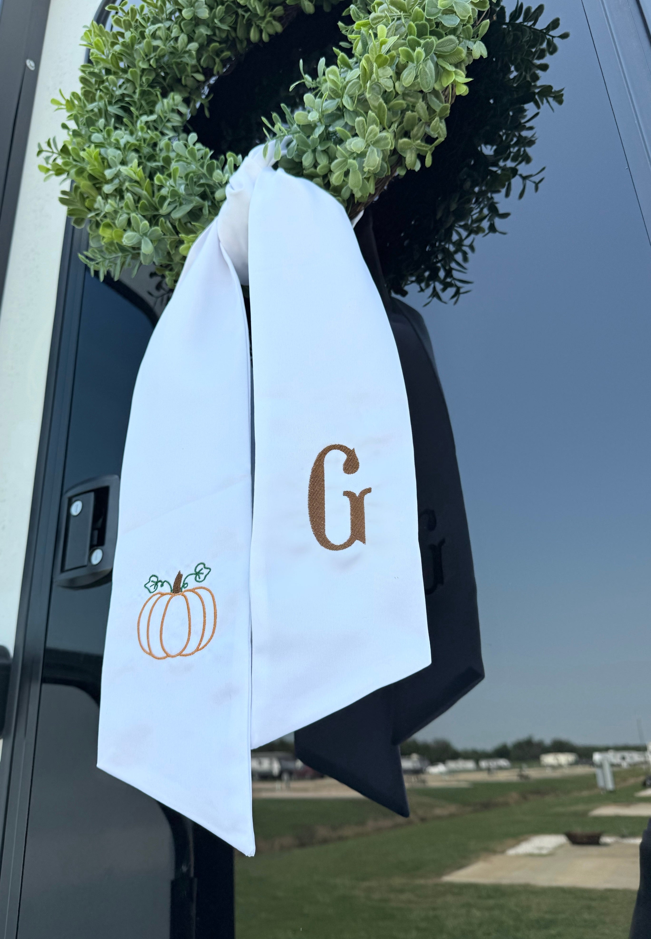 Fall embroidered wreath sash
