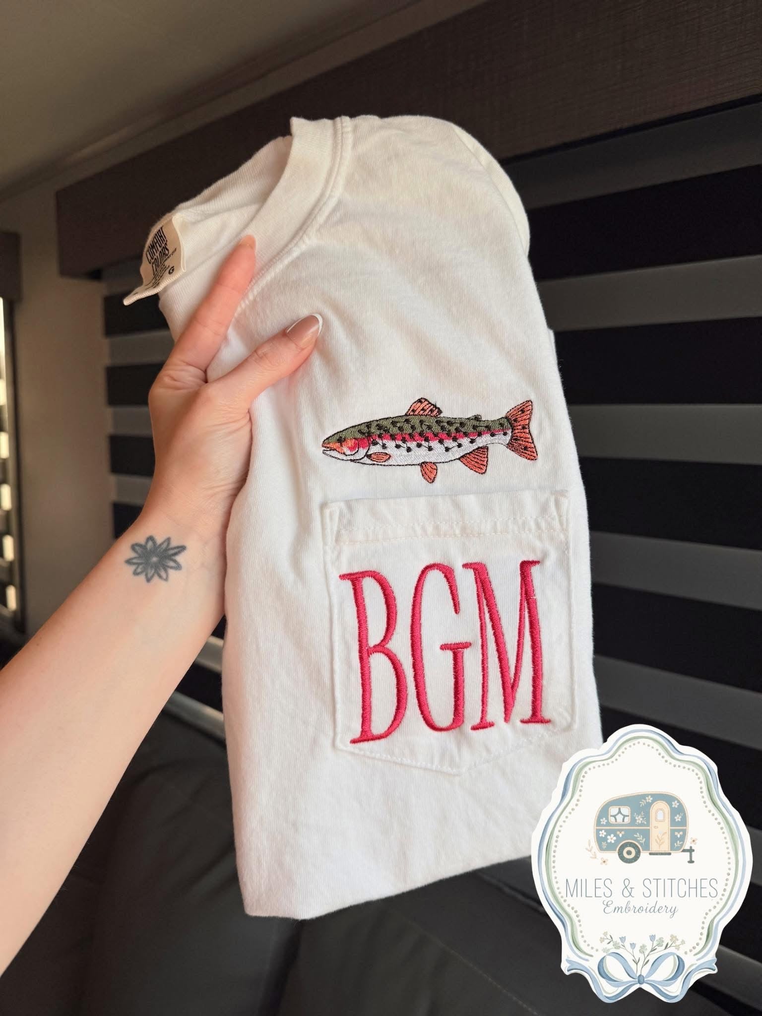 Trout + monogram tee