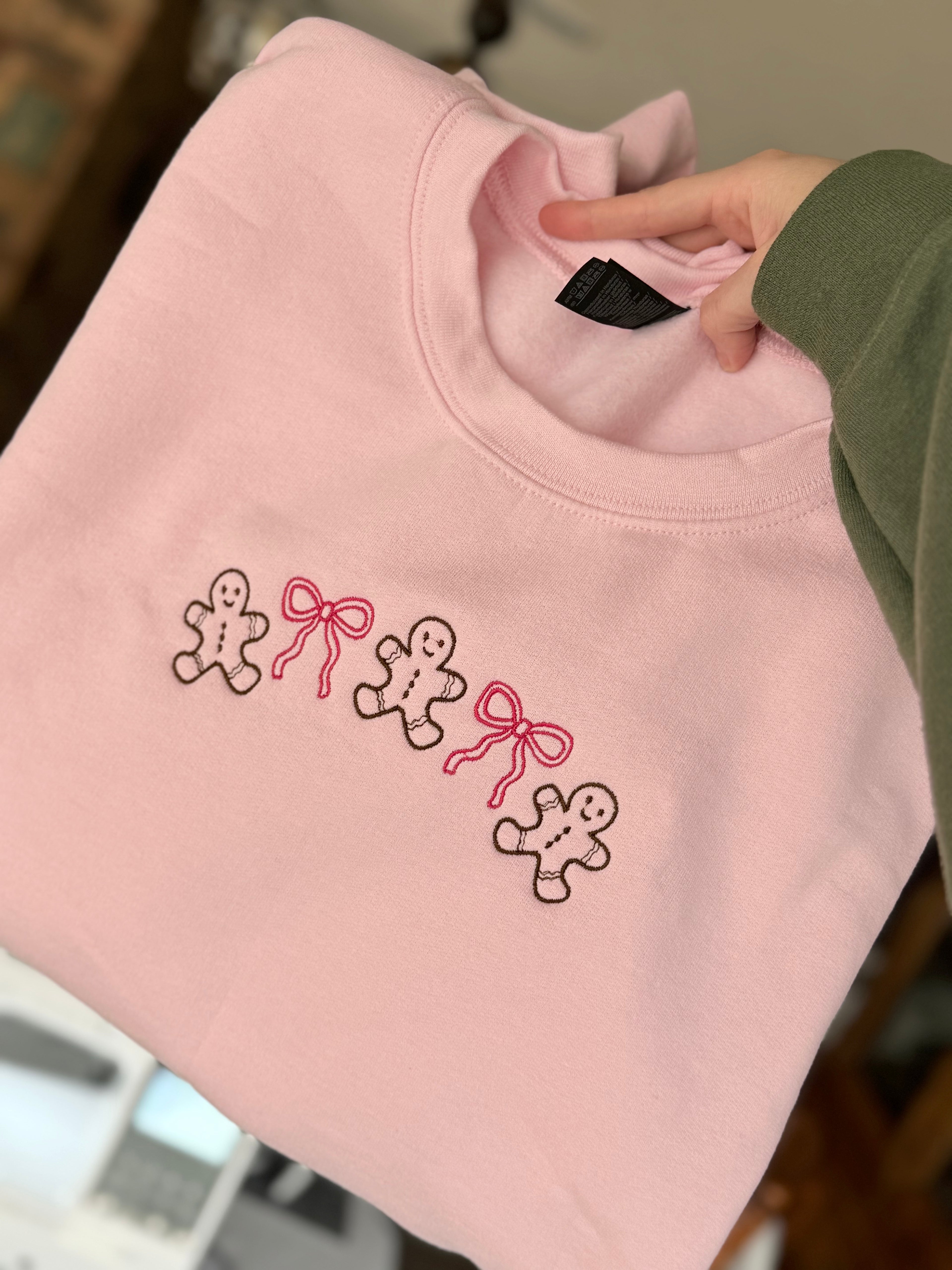 Gingerbread + bow sweatshirt