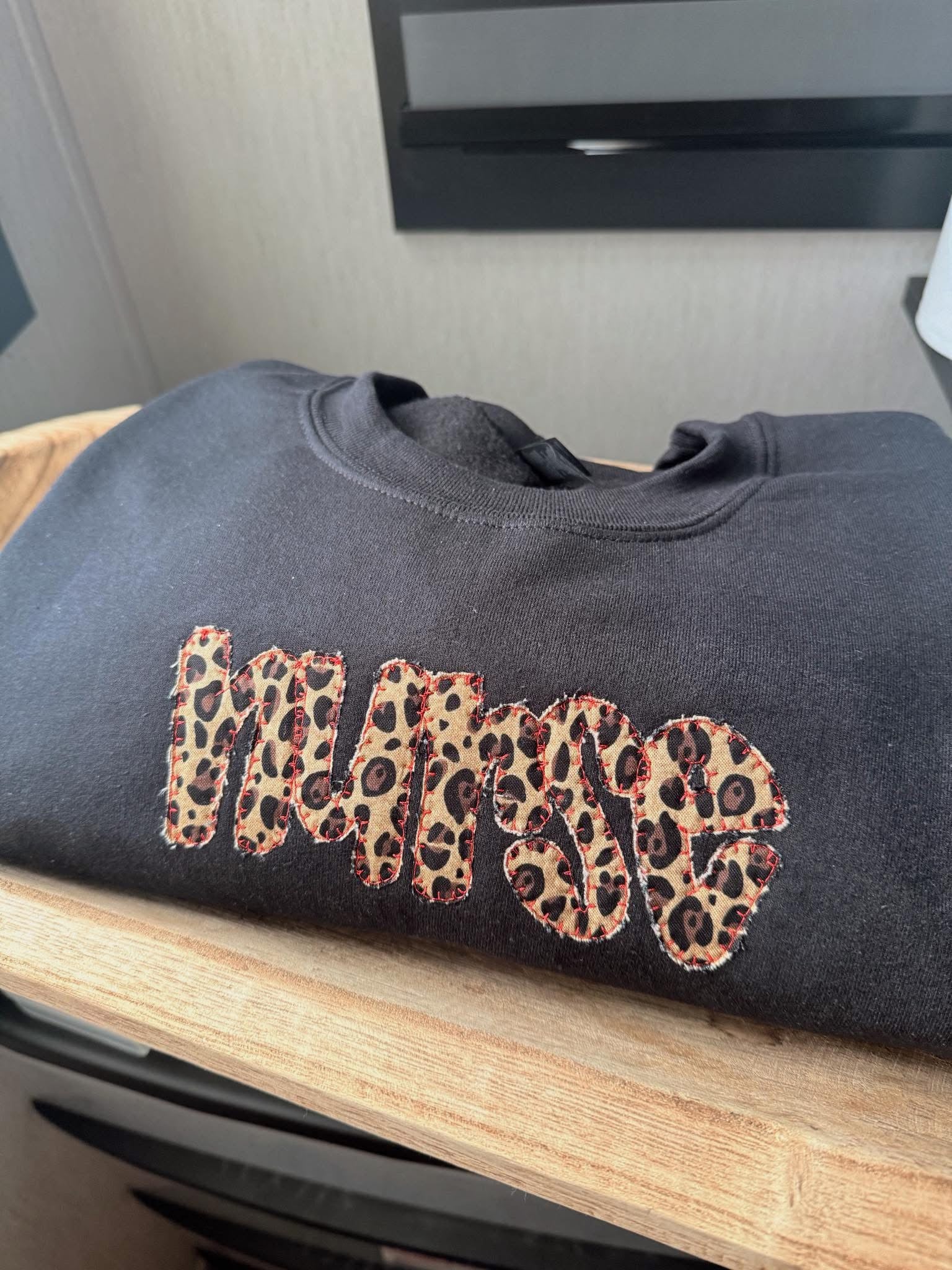 “Nurse” cheetah appliqué sweatshirt